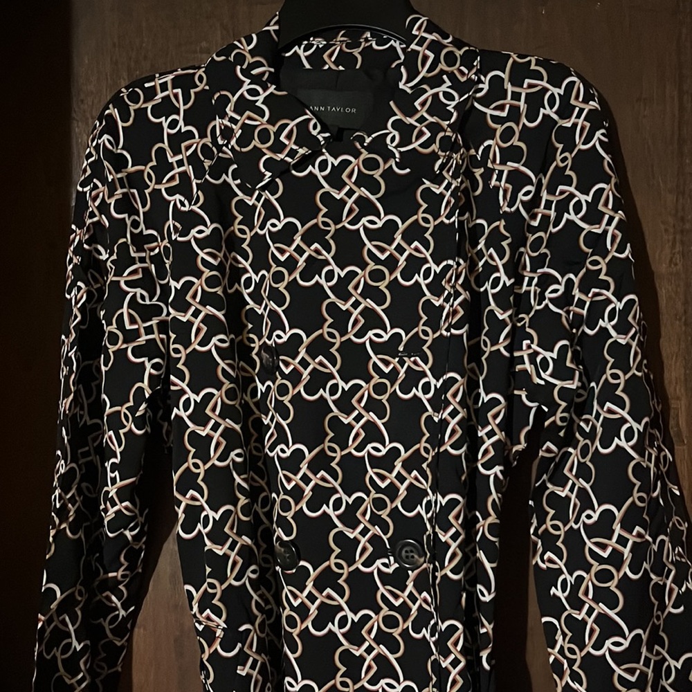 NEW Ann Taylor, black trench overcoat, double breasted and belted, lined